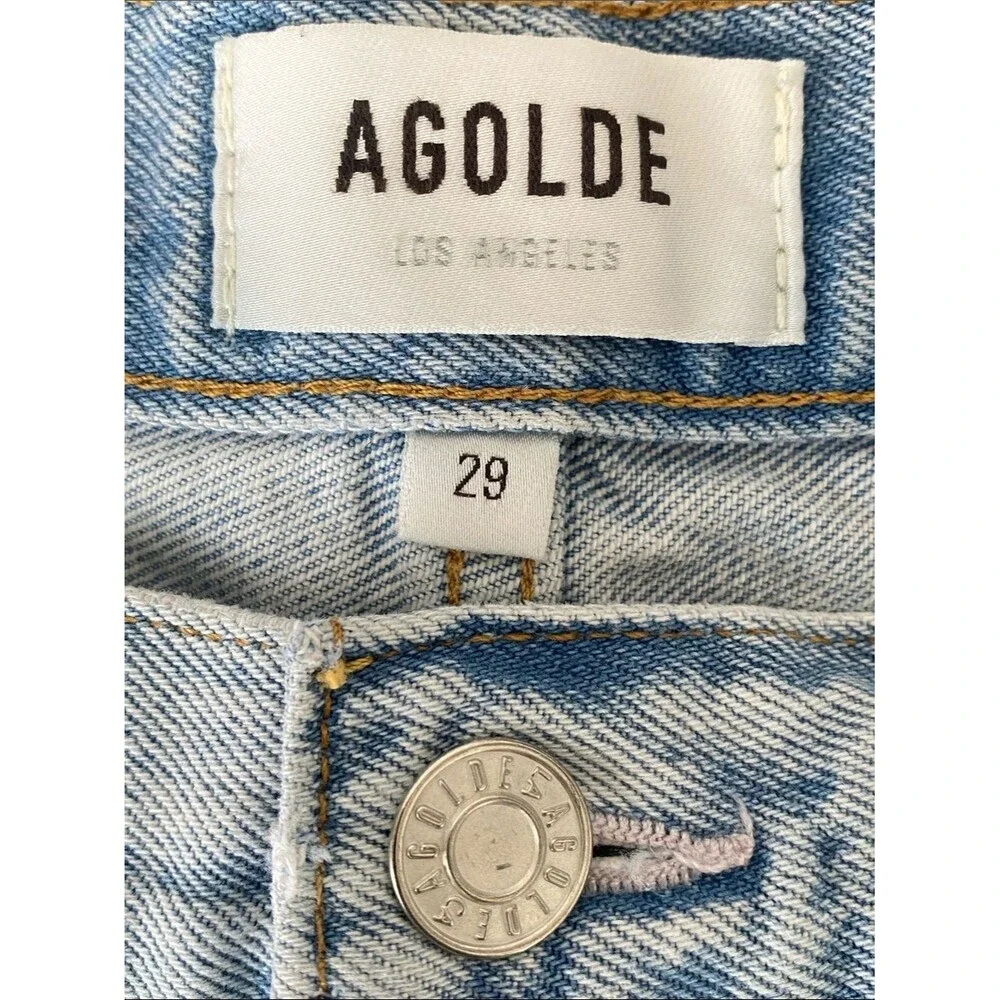 Agolde Light Blue Distressed Denim Cutoff Shorts Sz 29 Coastal Casual Chic